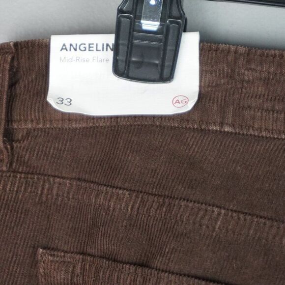 New AG Angeline Corduroy Mid Rise Flare Jeans in Sulfur Bitter Chocolate sz 33 - Picture 11 of 16